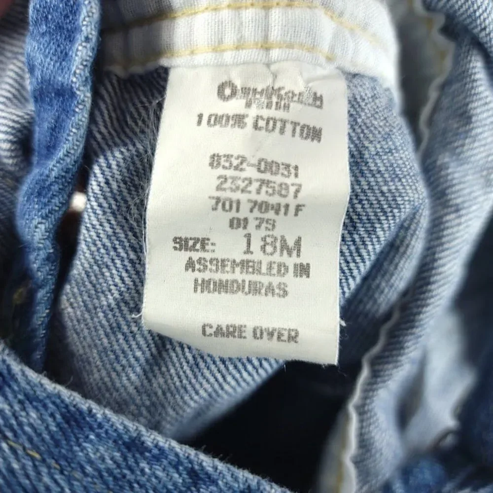 OshKosh Baby B'Gosh Denim Overalls Vintage 80s Carpenter Style Vestbak Size 18M